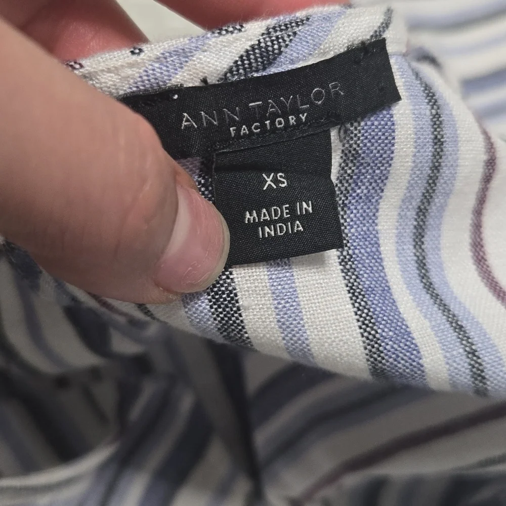 Ann Taylor Tan Striped Blue And Gray Size XS - Picture 4 of 4